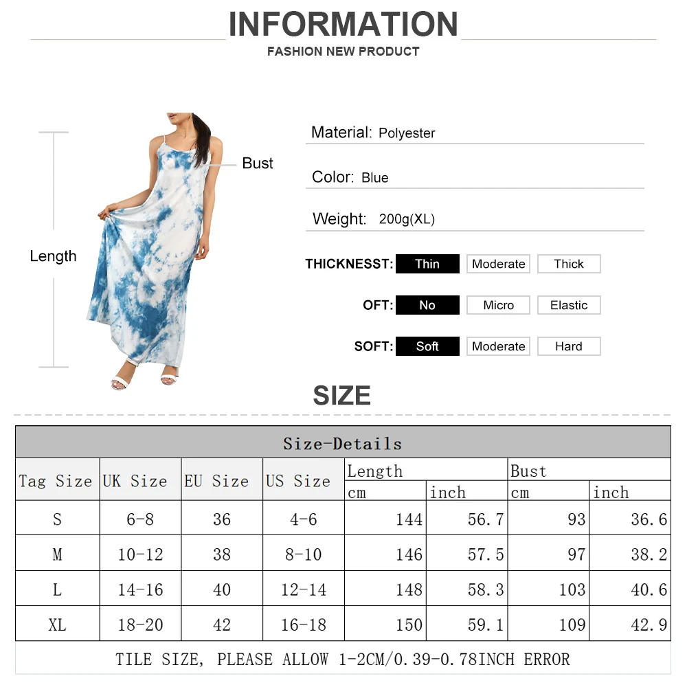 

Vintage Dress Women Casual Tie Dye Print Long Maxi Dress Sexy Sleeveless Summer Ladies Floor-length Dress Vestido for Female D30