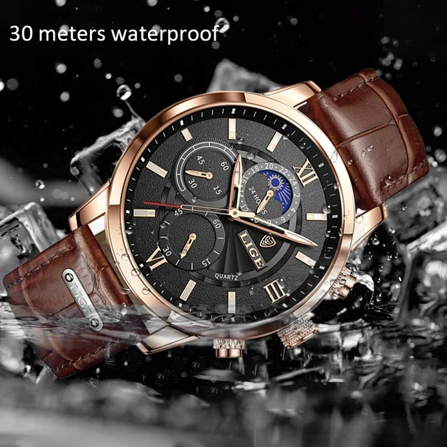 New LIGE Men's Watches Top Brand Luxury Men Wrist Watch Man Leather Quartz Watch Sports Waterproof Male Clock Relogio Masculino 4