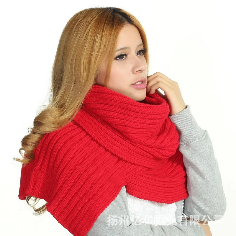 Man Knit Scarf Winter Warm Comfortable Plain Color Classic Thickened Long Mens and Womens Wrap Lovers Fashion