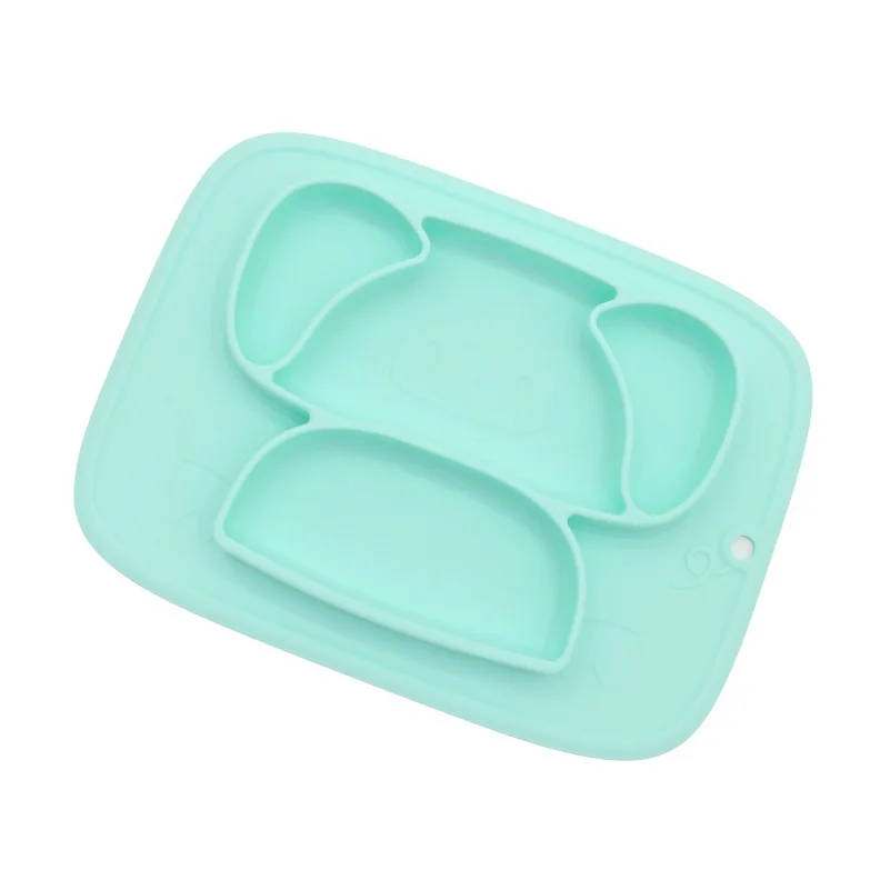 Light green Детский Силиконовый поднос для кормления ребенка на присоске vajillas plato, посуда для младенцев, детская миска для еды pratos, детская миска для еды prato infantil - Цвет: Light green