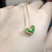 kjjeaxcmy fine jewelry 925 sterling silver natural diopside girl new popular pendant necklace support test chinese style