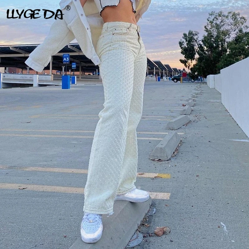

100% Cotton Hole Ripped White Trousers For Female Pocket Patchwork Baggy Streetwear Women Pants 2021 Spring New Y2K Casual Pant