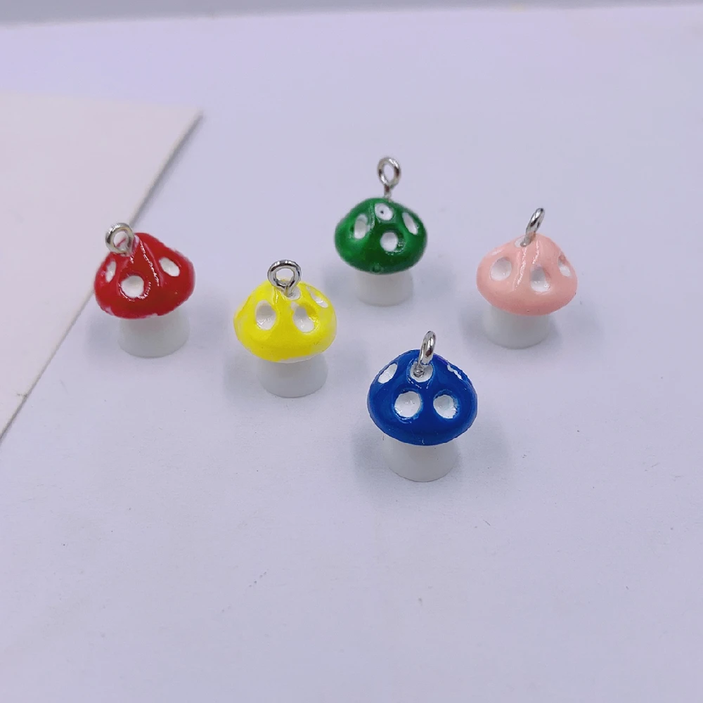 

5pcs Little Mushroom Necklace Keychain Pendant DIY Making Accessories