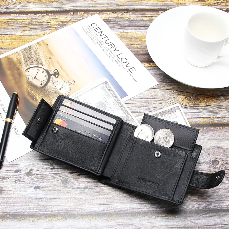 

Mens Wallet Genuine Leather Wallets Men Brief Design Business Slim Credit Card Holders Hasp Clutch Purse with Coin Pocket Male