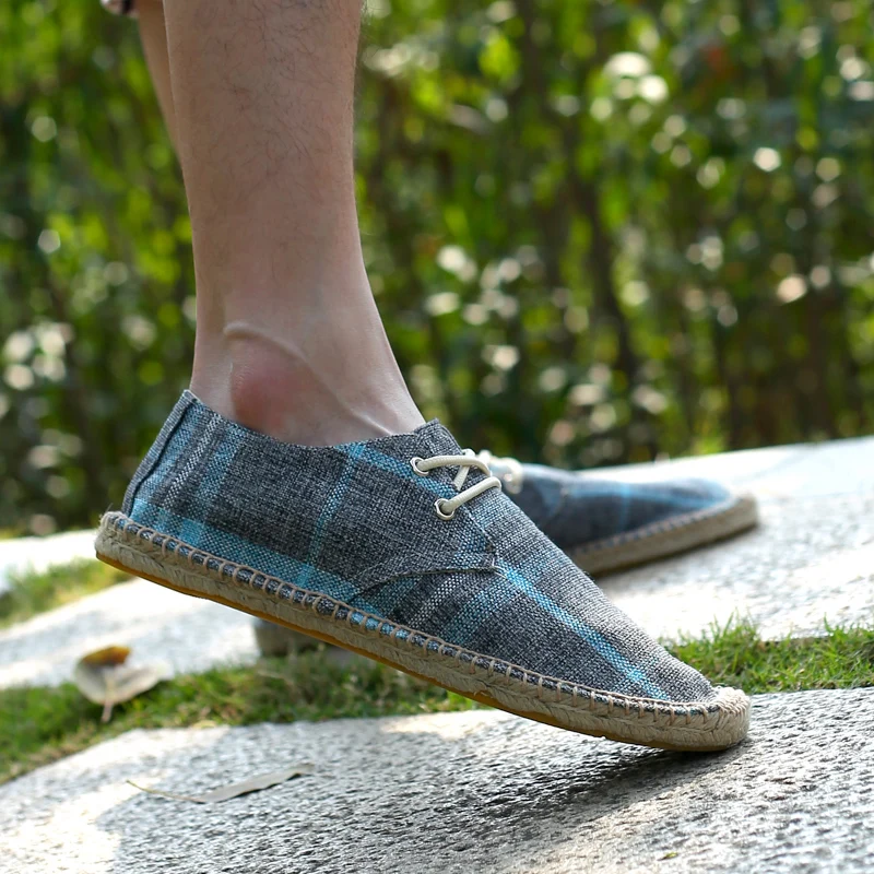 WOLF WHO Men Shoes Slip On Espadrilles 2021 Summer Canvas Hemp Rope Breathable Men's Footwear Zapatos Hombre W-024 | Обувь