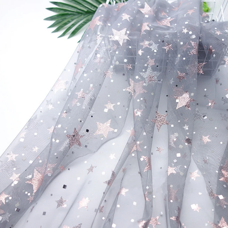 160 см ширина мягкая персиковая звезда квадратные блестки сетчатая ткань для