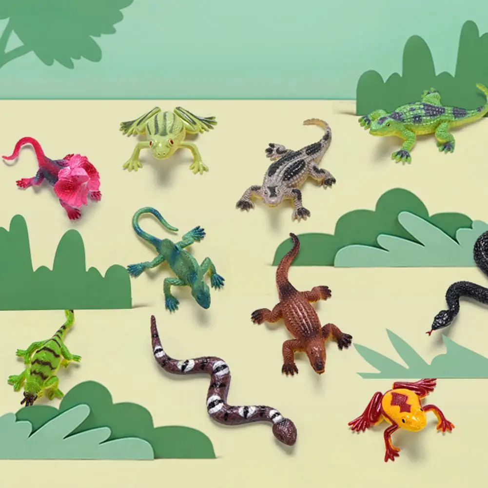 

14Pcs Reptile Animal Models Simulation Wear-resistant Sturdy Miniature Reptile Animal Toys for Recreation