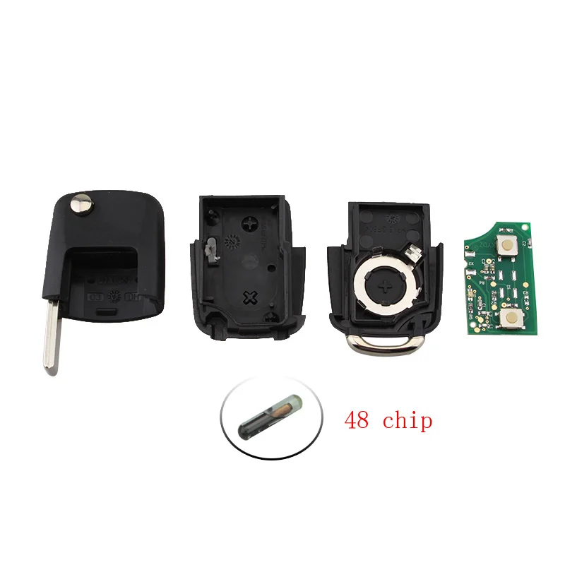 2 кнопки флип дистанционного ключа Fob чехол 434 МГц ID48 чип для VW Beetle Bora Golf Passat Transporter