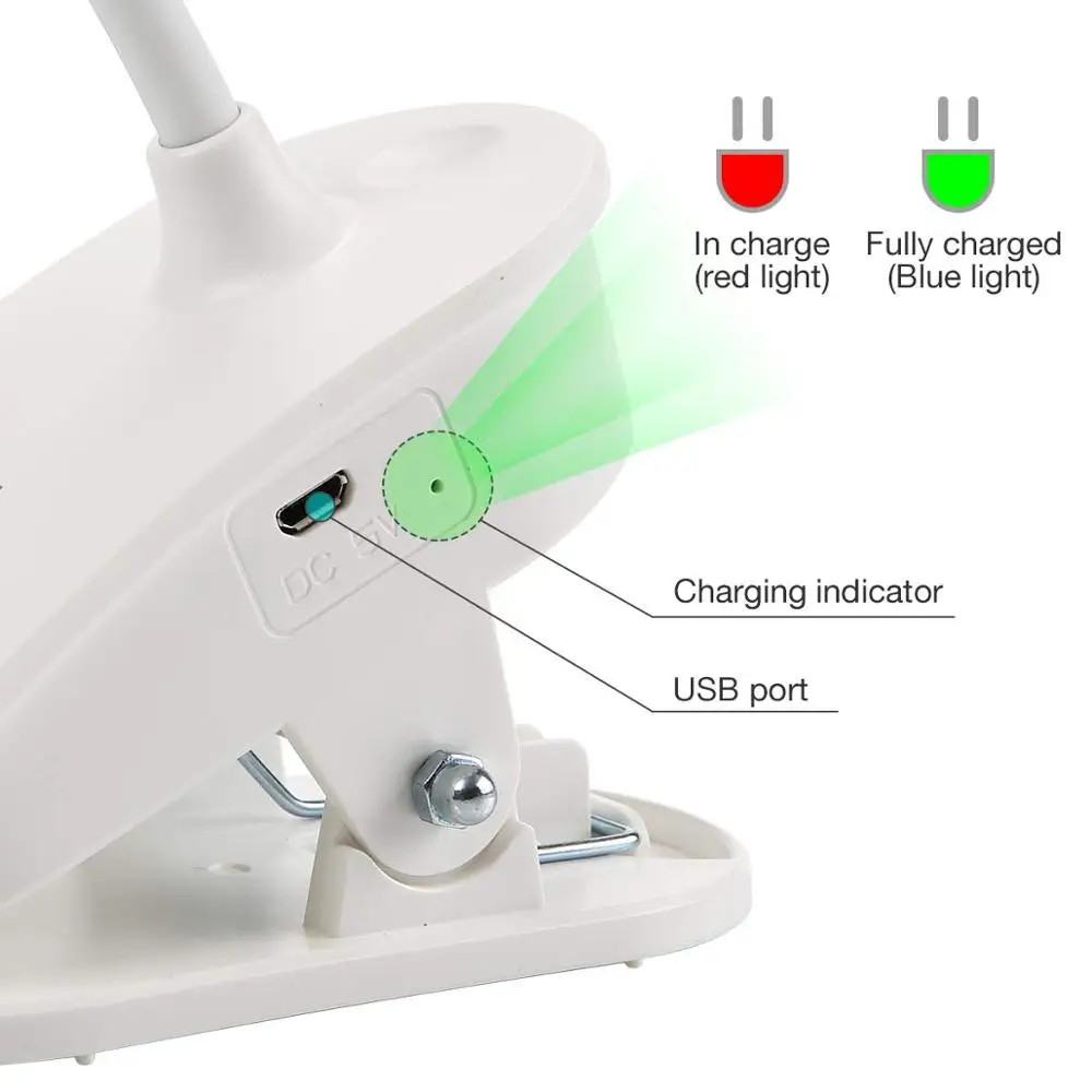 Настольная лампа с зажимом Светодиодный настольный светильник 3 режимами работы