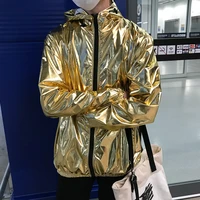 mens glitter sparkle top coat outwear hooded costume metallic shiny jacket men clothing