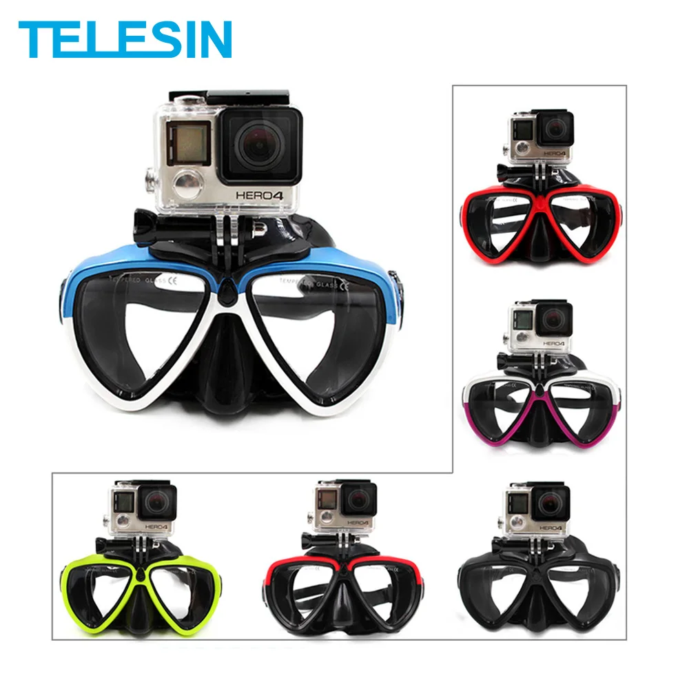 TELESIN Подводная маска для дайвинга с креплением GoPro Hero 8 7 6 5 Osmo Action Xiaoyi 4K + Insta360 ONE R