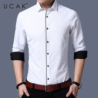 ucak brand streetwear cotton shirt men clothes spring autumn new arrival casual turn down collar solid color shirts homme u6158