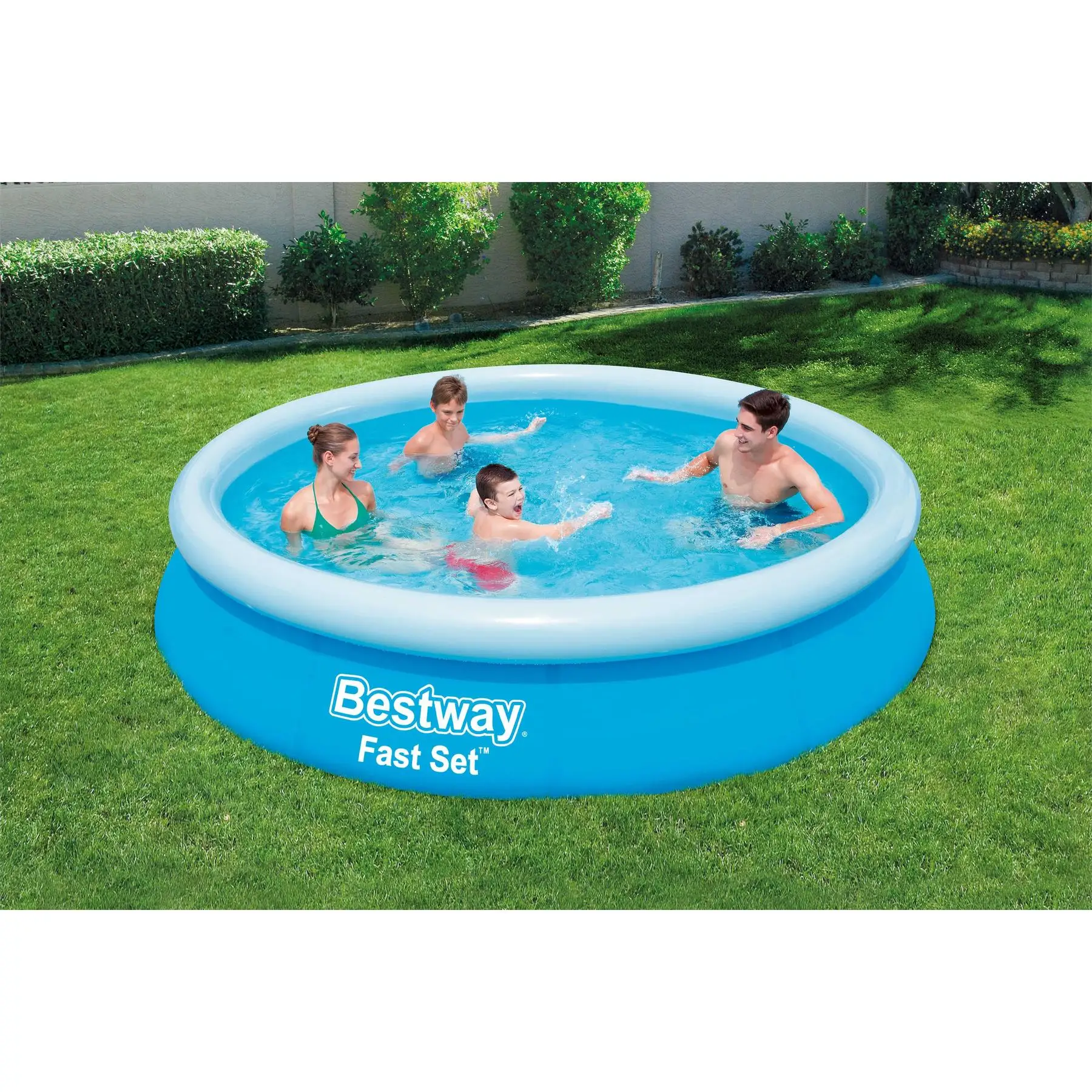 Круглый бассейн водораспорный надувной детский Fast Set 366х76 см 5377 л Bestway арт. 57273 |