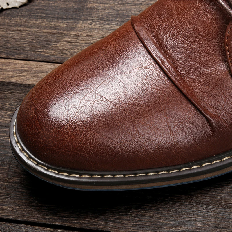 Plus Size 8-12 boots men brand Ankle fashion vintage autumn Comfortable High Quality leather boot winter shoes | Обувь