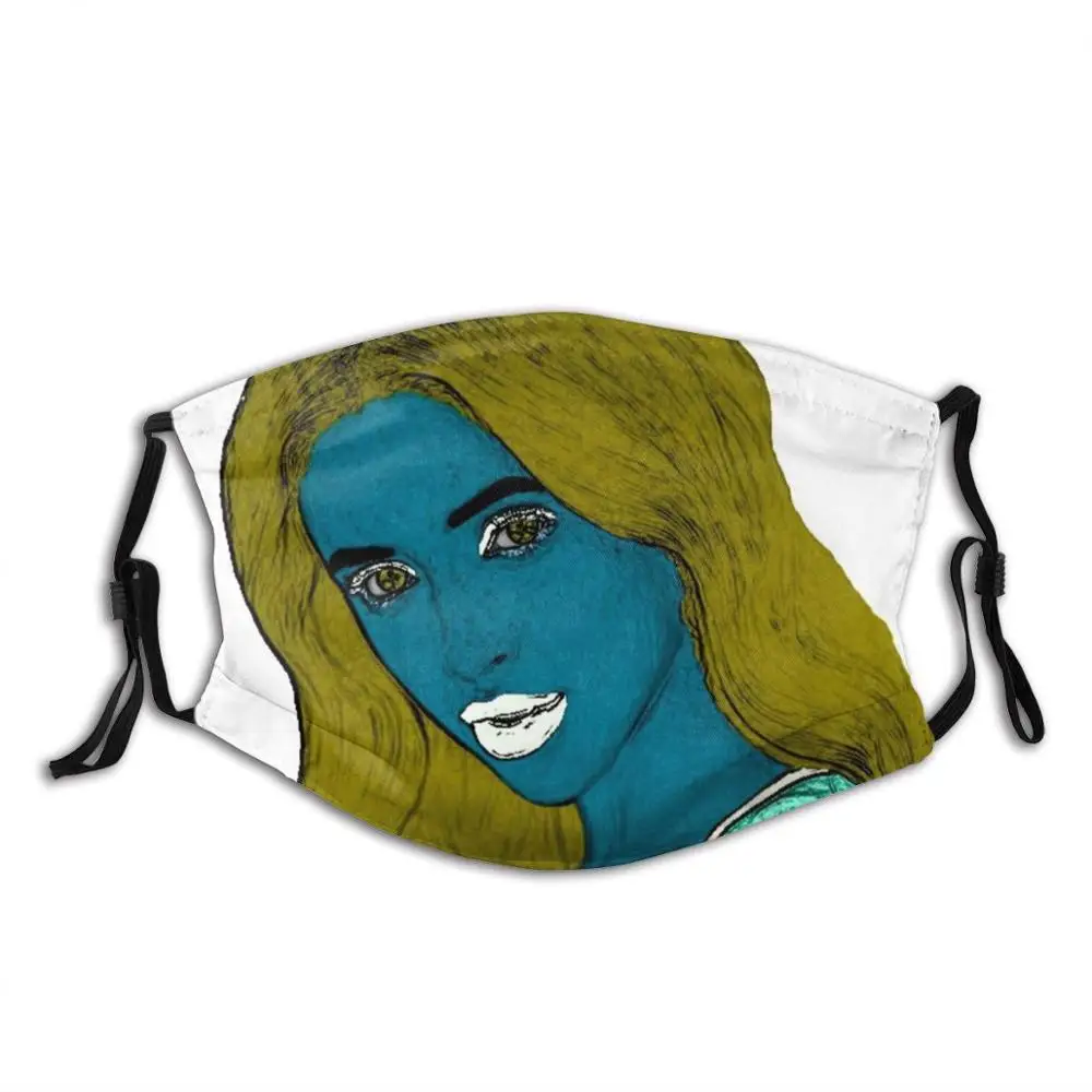 Blue Yellow Hair White Lipstick Bold Comic Book Cartoon Sketch Female