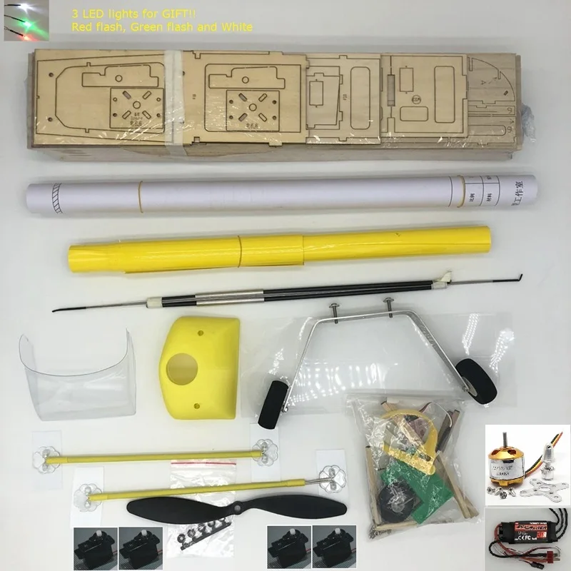 Yellow PNP unassembl 1200 мм DIY RC Самолет набор из пробкового дерева J-3 J3 Cub - Цвет: Yellow PNP unassembl