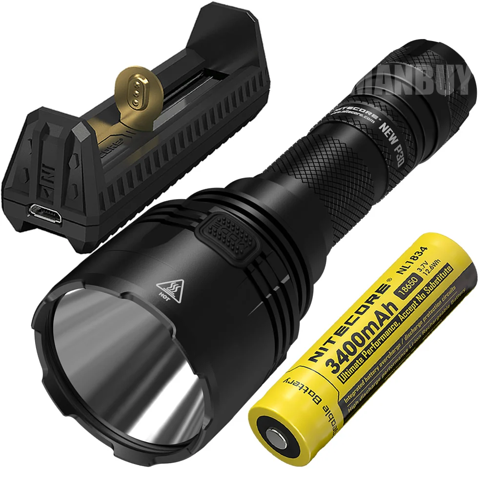 NITECORE NEWP30 дальний Тактический светильник фонарик + аккумулятор 18650 зарядное