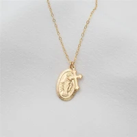 cross pendants necklace 14k gold filled coin jewelry gold choker necklace collier femme kolye boho women necklace