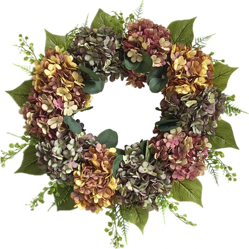 

22inch Welcome-Hello Sign Hydrangea Wreaths for Front Door Handcrafted Wreath for Outdoor Home Wall Party Wedding Decor