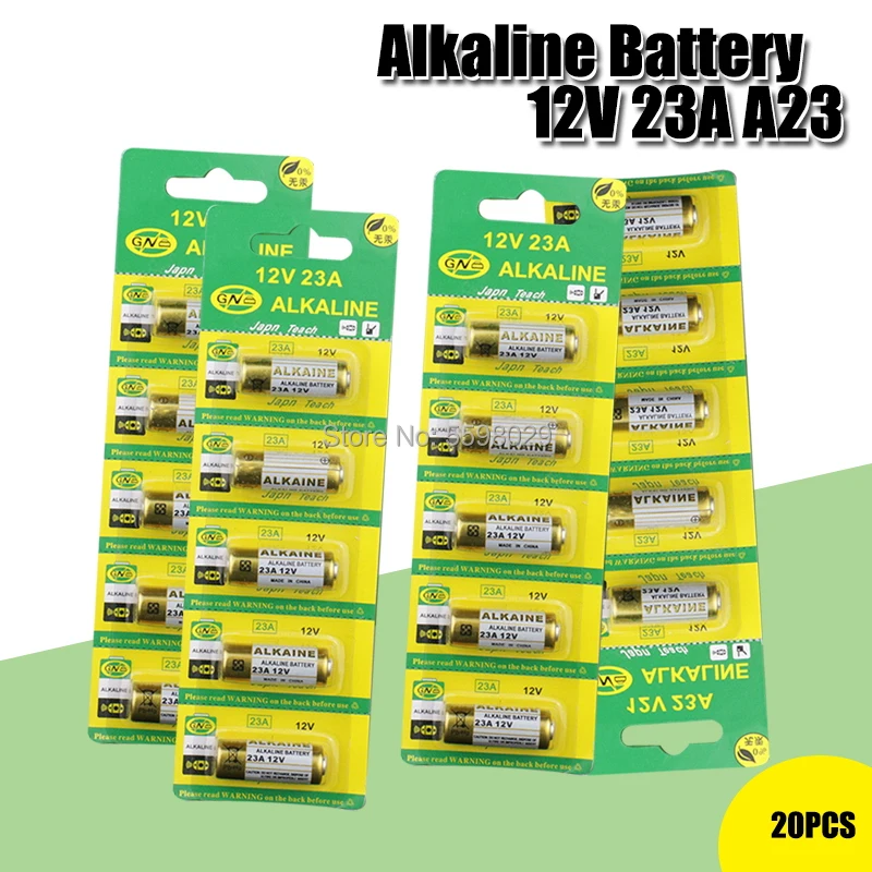 20pcs/4pack 23A Batteries 12V Alarm-Remote Primary Dry Alkaline Battery 21/23 23GA A23 A-23 GP23A RV08 LRV08 E23A V23GA