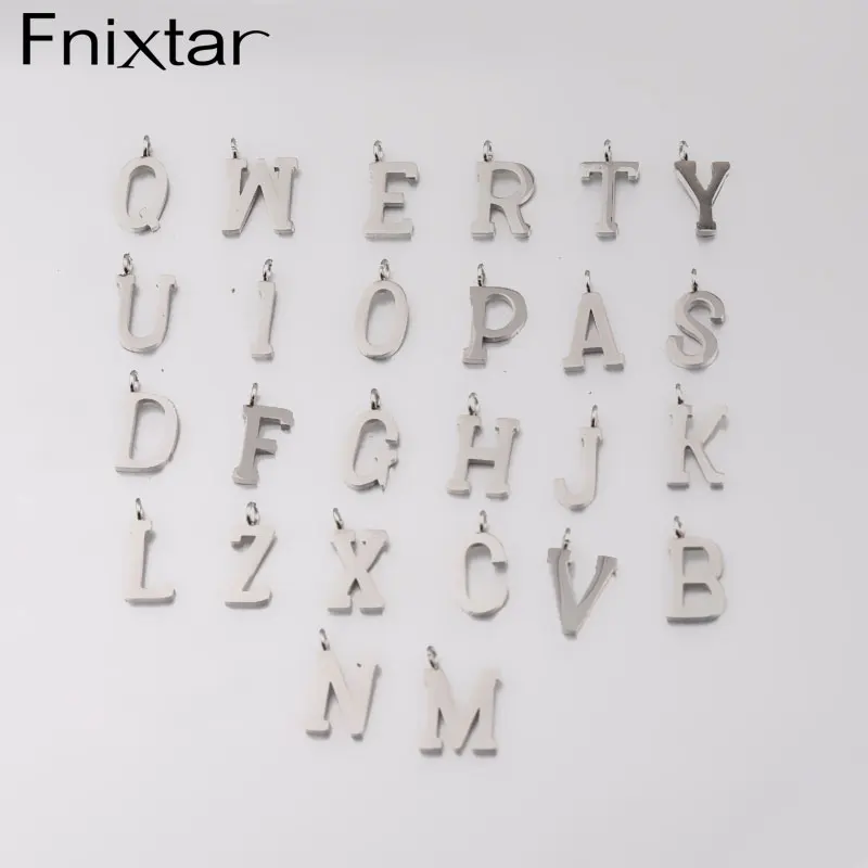 

26 шт. винтажные готические Подвески Fnixtar с буквами, зеркальные Полированные Подвески из нержавеющей стали для изготовления своими руками, о...