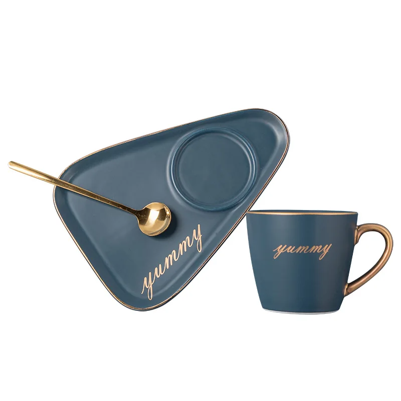

Ceramic European coffee cup luxury suit with spoon and dish