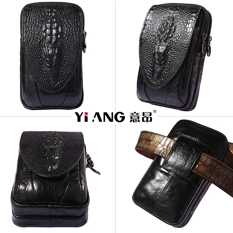 On The Belt Multi-pocket Phone Coin Card Men Travel Bag Genuine leather Outdoor Waist New Fashion Male Pack Cow Skin |