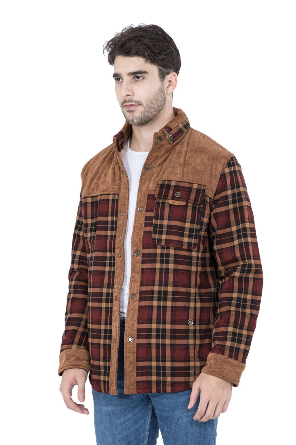 

Мужская теплая куртка в клетку, хлопковая флисовая рубашка, большие размеры, на зиму, 2021