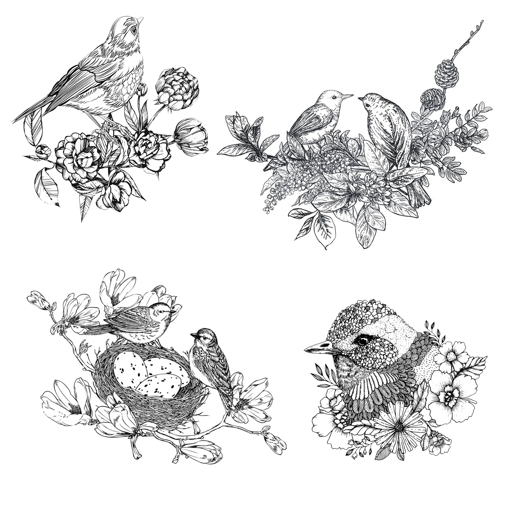 

Bird And Flower On Branch Clear Stamps Scrapbooking Crafts Decorate Photo Album Embossing Cards Making Clear Stamps New