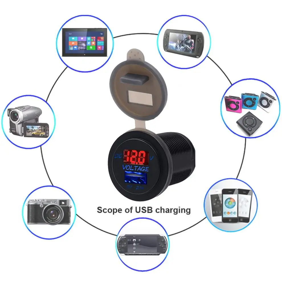 Мотоциклетный автомобильный прикуриватель USB зарядное устройство адаптер