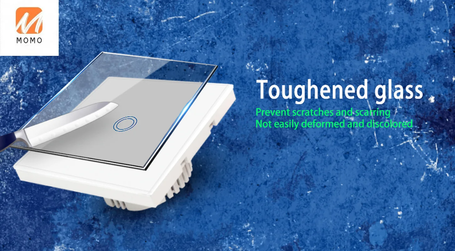 

APP Wireless Remote Light Wall Switch Crystal Glass Panel WIFI Smart Touch Switch