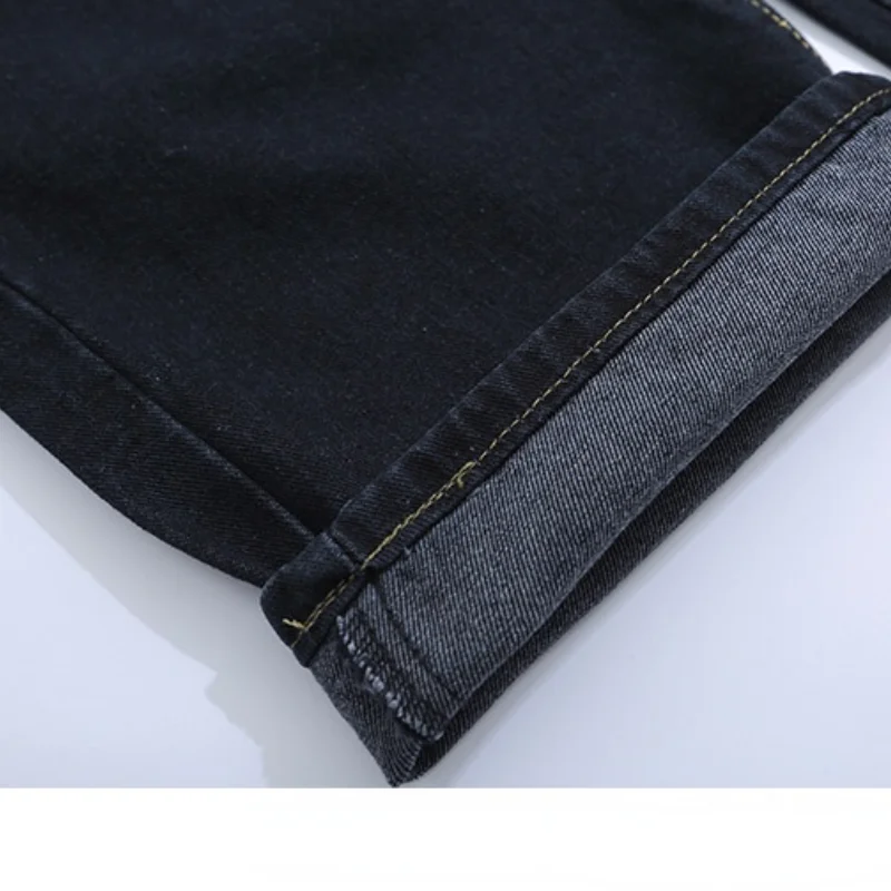 2021 New Arrival Letter Graffiti Print Hole Ripped Cotton Men Straight Jeans Trousers Washed Casual Denim Pants Pantalon Homme