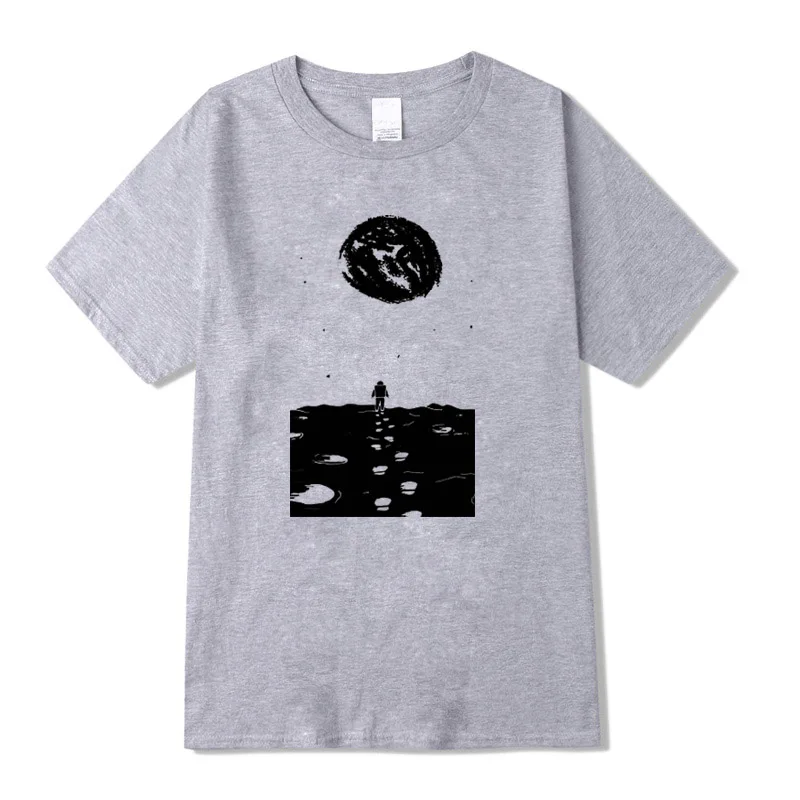 

XIN YI Men Fashion Casual Top Quality100%cotton short sleeve Funny On the moon printing T shirt o-neck knitted t shirts male tee