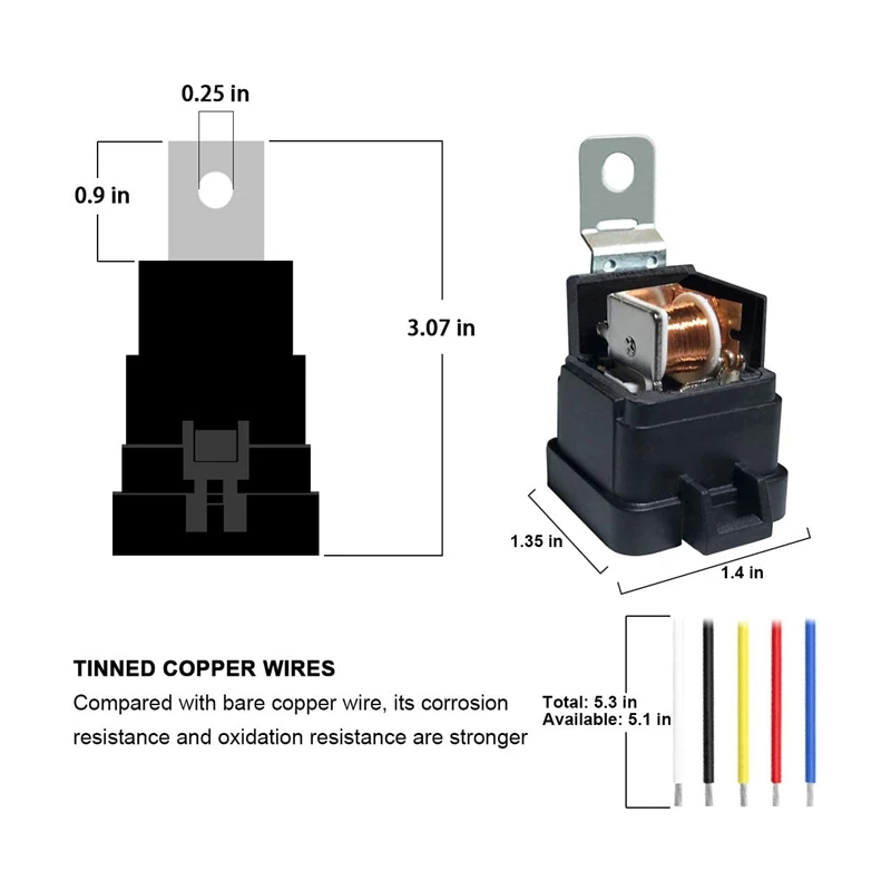 5 шт. водонепроницаемые 5-контактные медные провода 40/30 А 12 В постоянного тока |