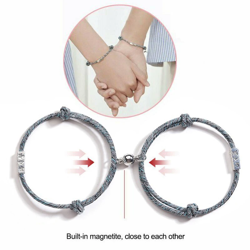 

2021 Fashion 1Pair Magnetic Couple Bracelets Rope Creative Magnet Distance Couple Braslet Bracelet Jewelry Lover Gift