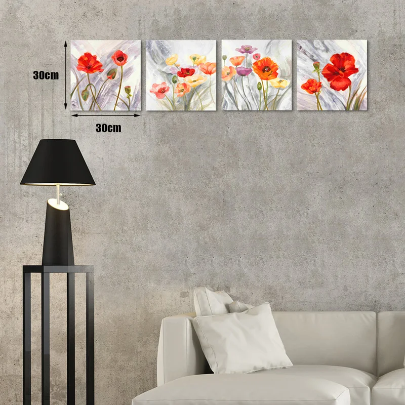 

4 Panels Canvas Wall Art Painting Abstract Colorful Flowers Print Home Decor Poster Modern Living Room Decoration Pictures