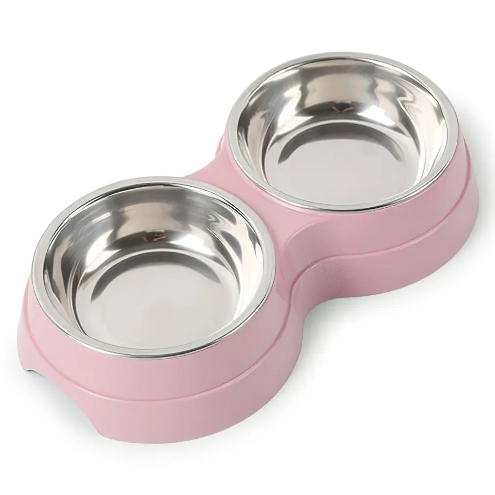 

Double Pet Bowls Dog Food Water Feeder Stainless Steel Pet Drinking Dish Feeder Cat Puppy Feeding Supplies