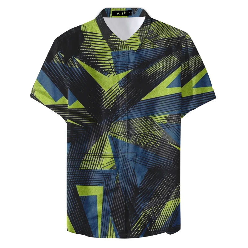 Мужская Повседневная рубашка с разноцветным геометрическим принтом лето 2019 |