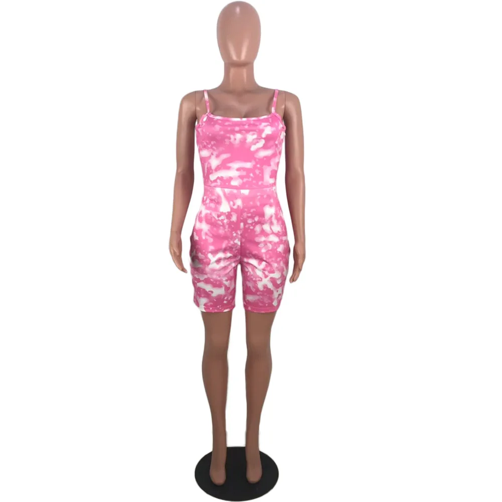 Women sleeveless overalls sexy print romper women jumpsuit lady spaghetti strap short LLL6263 | Женская одежда