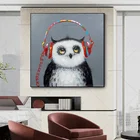 Милый плакат на холсте с изображением диджея, животного, совы, настенный художественный принт, скандинавские принты, семейный Декор для спальни, плакаты без рамки