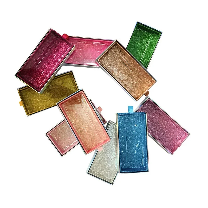 50 шт. блестящая коробка для упаковки ресниц с лотком норковых логотипом на заказ