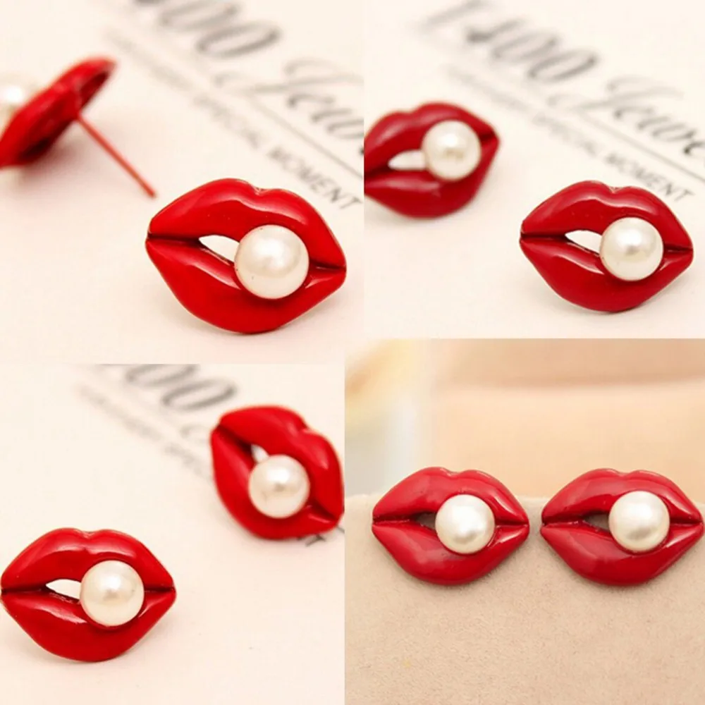 Новинка высокое качество красные стразы для губ женские модные серьги большие