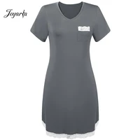 joyaria womens nightgowns and sleepshirts sleepwear super soft bamboo sleep dress short sleeve nightwear with lace trim