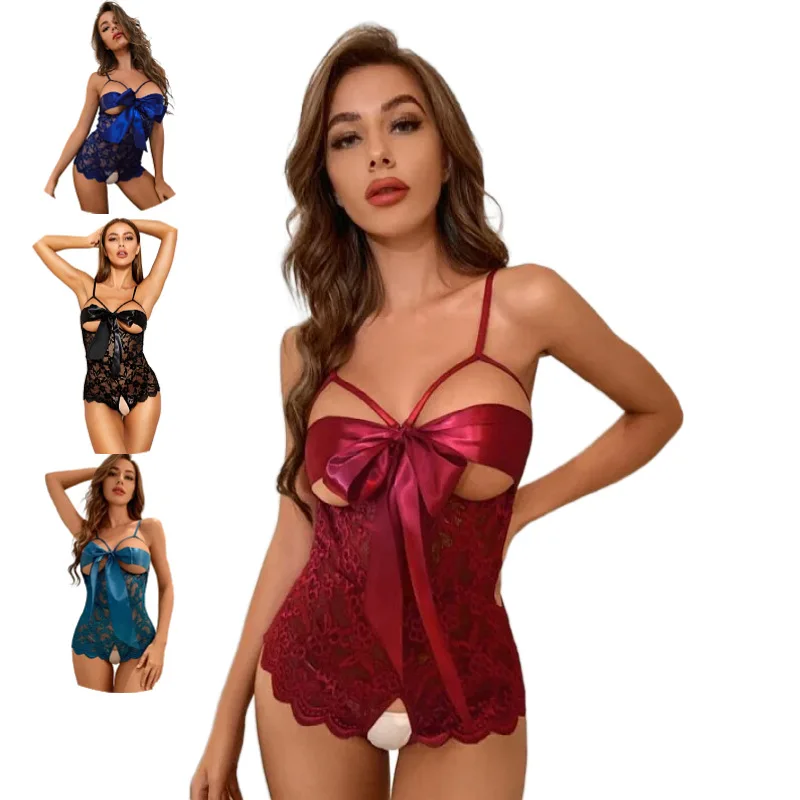 

Women Sexy Lingerie Open Crotch Bra Bodysuit Erotic Hot Bow Babydoll Dress Sling Pajamas Nightwear Sleepwear Porno Underwear