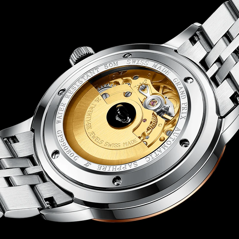 Наручные часы GRAND PRIX мужские из нержавеющей стали Роскошные водонепроницаемые