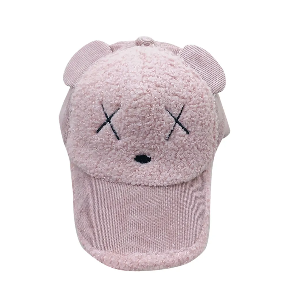 Модная Детская кепка с рисунком медведя бейсбольная осенняя и зимняя теплая