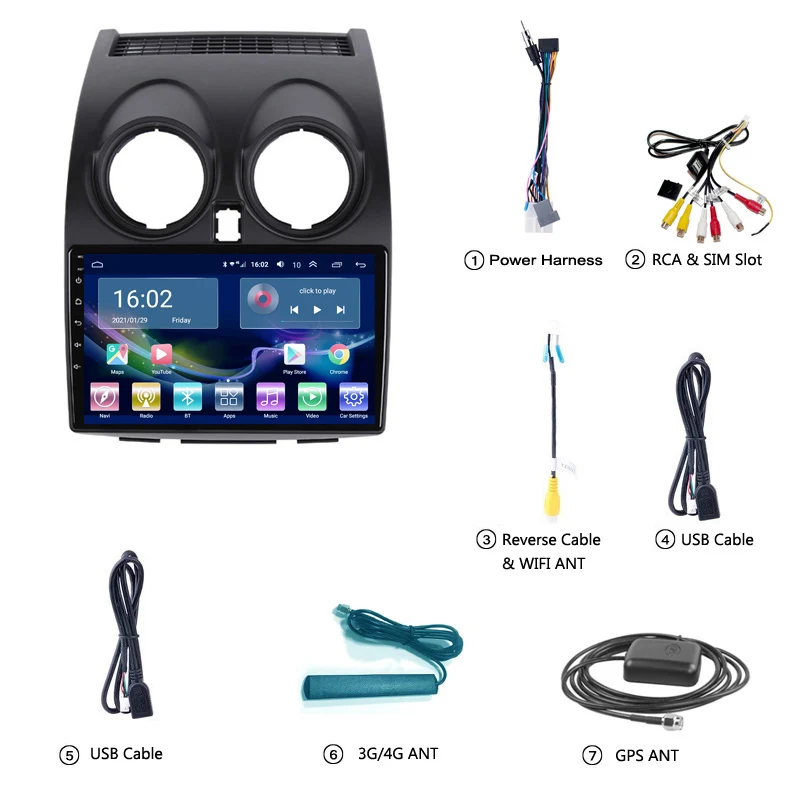 

4G LTE 2G RAM Android 10 Car Audio Player GPS Navigation 9 Inch For Nissan Qashqai 2006-2013