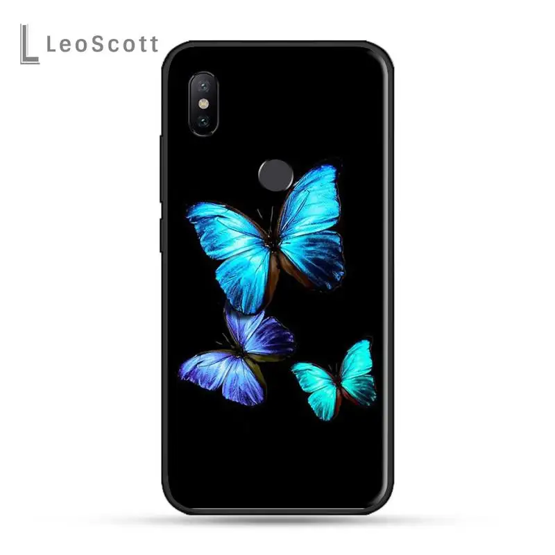 

Cute butterfly blue Phone Case For Xiaomi Redmi note 4 4X 8T 9 9s 10 K20 K30 cc9 9t pro lite max