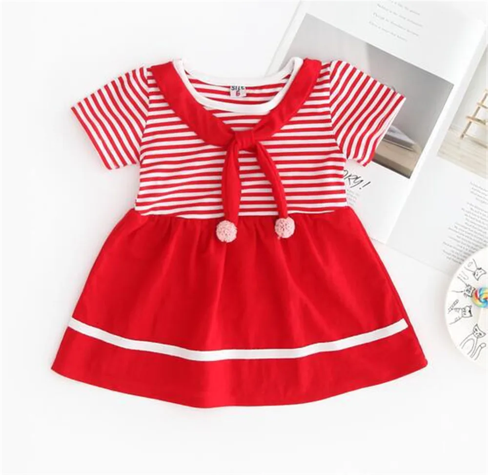 Темно-синяя Милая юбка в горизонтальную полоску с галстуком-бабочкой для