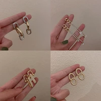 origin summer unique design chunky curb chain pearl dangle earrings for women vintage rhinestone tassel earrings jewelry gift